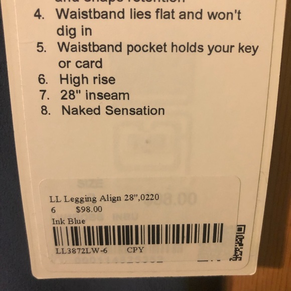 NWT Lululemon Ink Blue Align Leggings 28” Size 6 - Picture 3 of 6